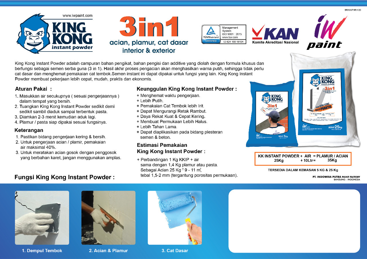 Kingkong Instan Powder Plamir Acian Lem Hebel 25 KG bahan bangunan ... Kingkong Instan Powder Plamir Acian Lem Hebel 25 KG bahan bangunan ...