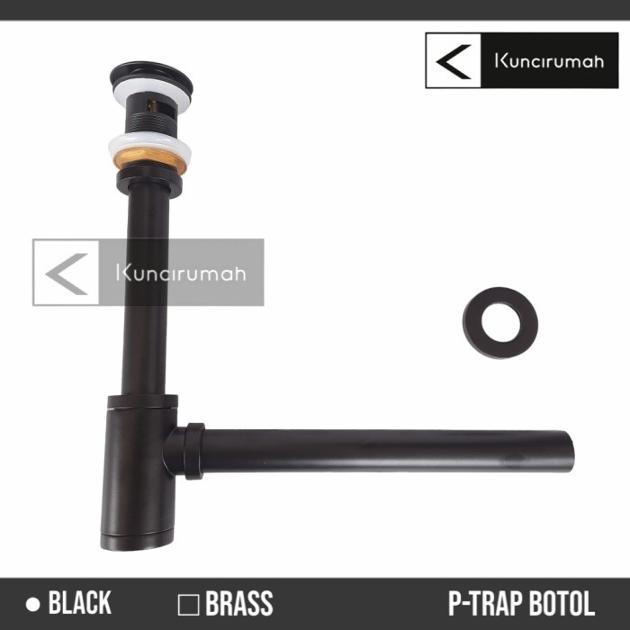 Jual P-Trap leher angsa botol hitam /pipa sifon pembuangan wastafel ...